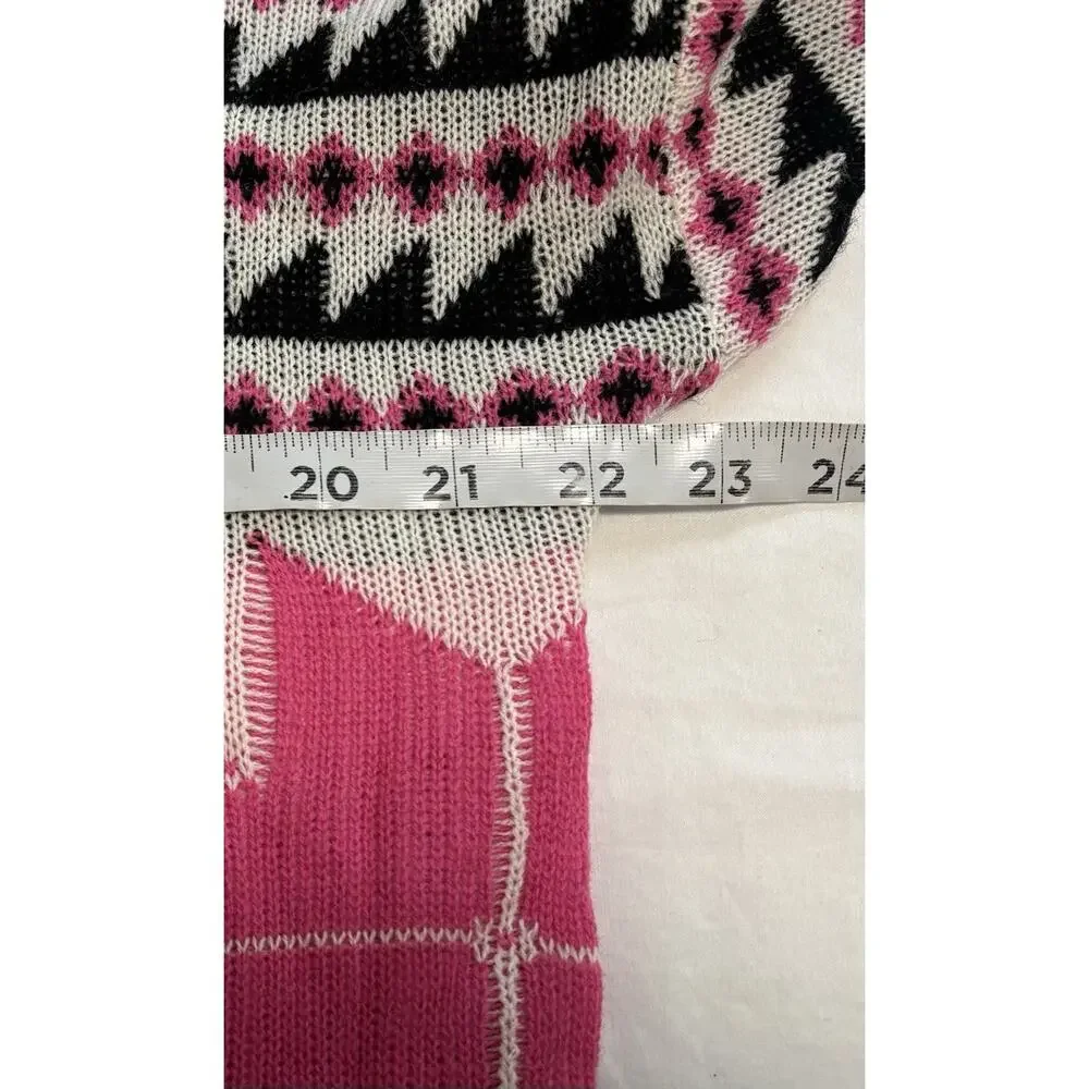 Knit Sweater Pink Aztec Nordic Design Size Small Lightweight Winter Layering - Picture 5 of 6